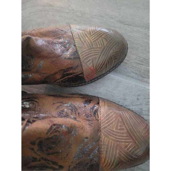 L'Artiste by Spring Step Floral Ankle Boots Waterlily Brown Zipper Leather Size - Picture 9 of 9